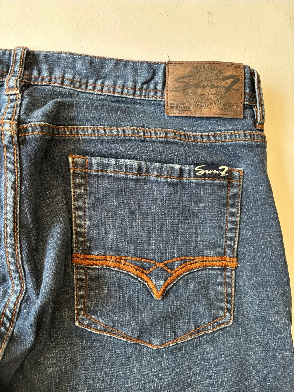 Seven7 Men's Dark Blue Straight Jeans Skinny 38x32